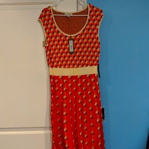 NY & Co. Sleeveless Orange 3/4 length dress